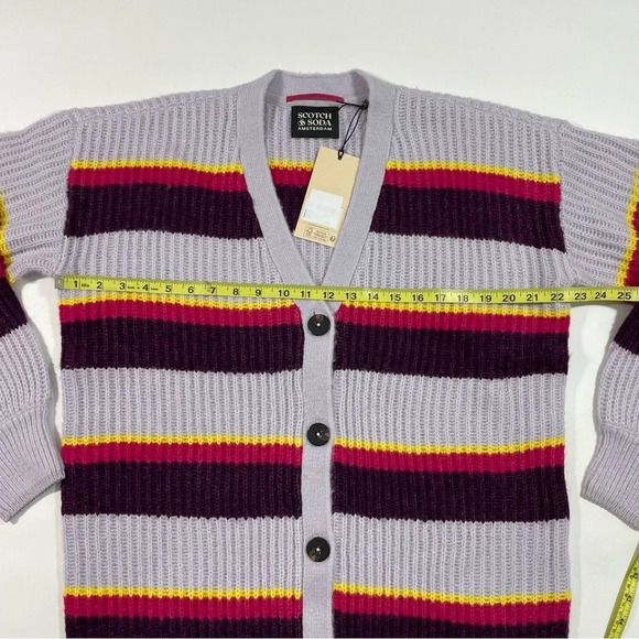 New Scotch & Soda V Neck Stripe Long Cardigan - Picture 7 of 7